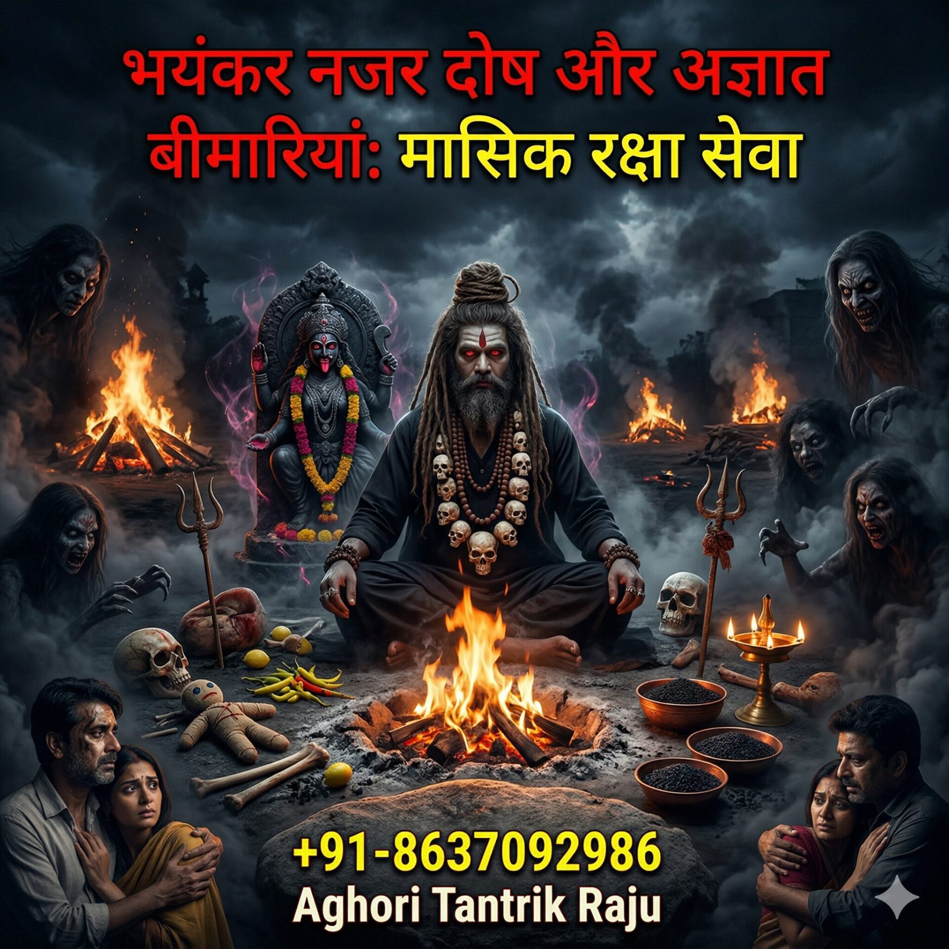 भयंकर नजर दोष और अज्ञात बीमारियों से पाएँ मुक्ति: मासिक रक्षा सेवा | Aghori Tantrik Raju | Call now: 8637092986