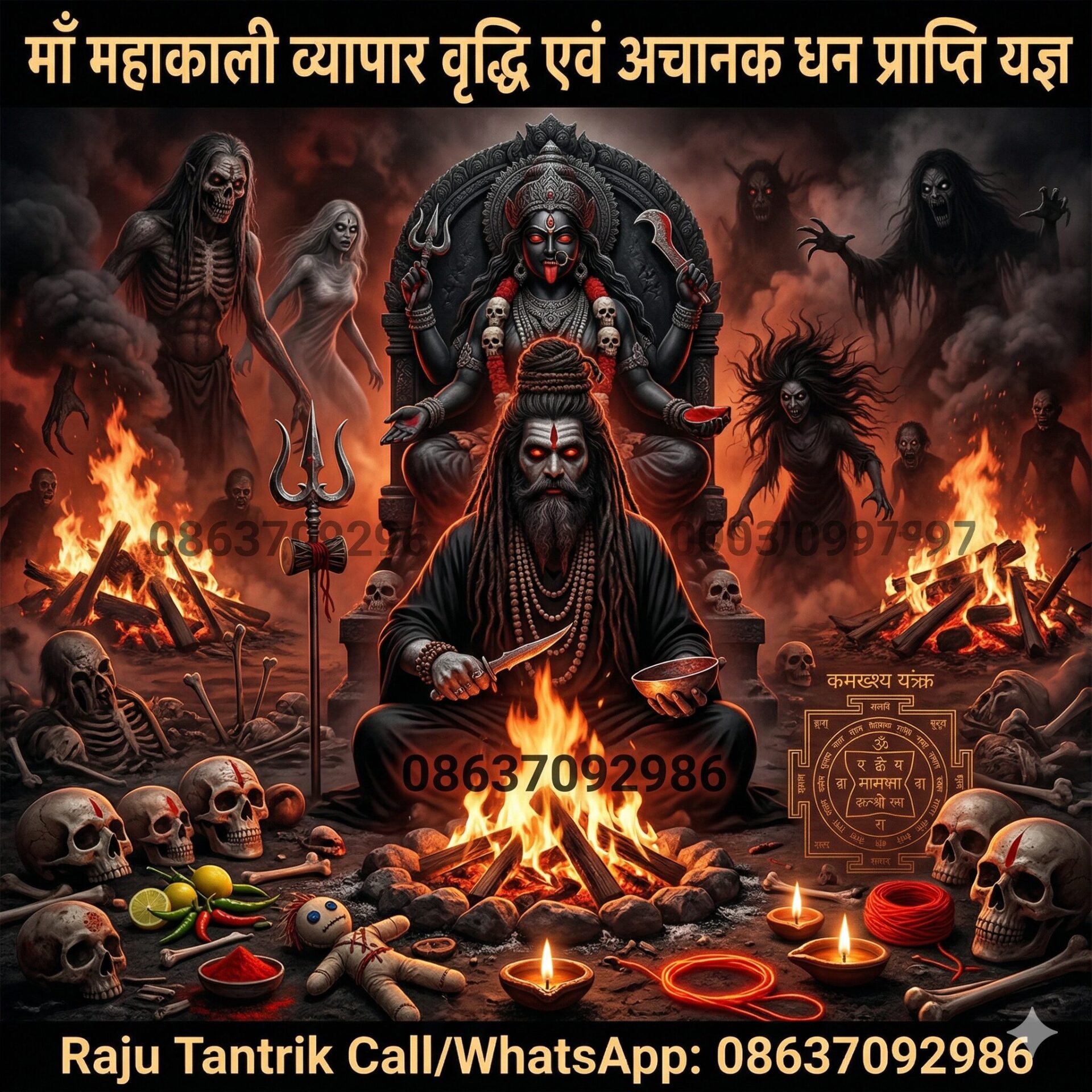 महाकाली व्यापार वृद्धि यंत्र एवं ई-पूजा: ठप व्यापार को गति और अचानक धन प्राप्ति के लिए शक्तिशाली तांत्रिक उपाय | राजू तांत्रिक – 08637092986