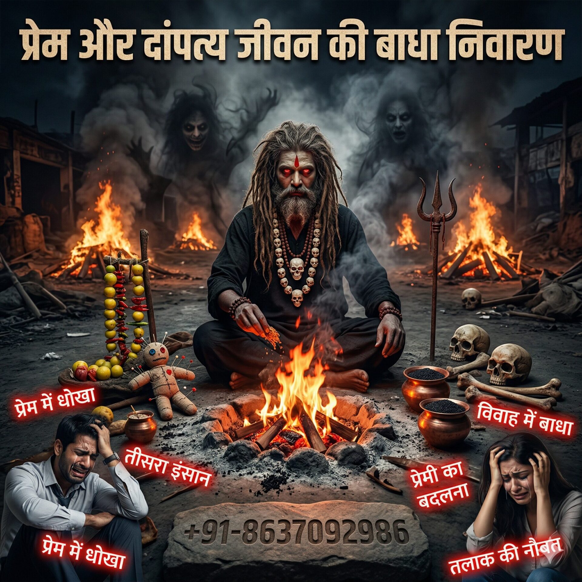 प्यार में धोखा, विवाह में रुकावट या पति-पत्नी के बीच तीसरा इंसान? प्रचंड वशीकरण व प्रेम रक्षा महा-कवच | Aghori Tantrik Raju | Call: 8637092986